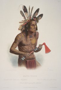 Mato-Tope, adornato con le insegne delle sue imprese belliche da Karl Bodmer